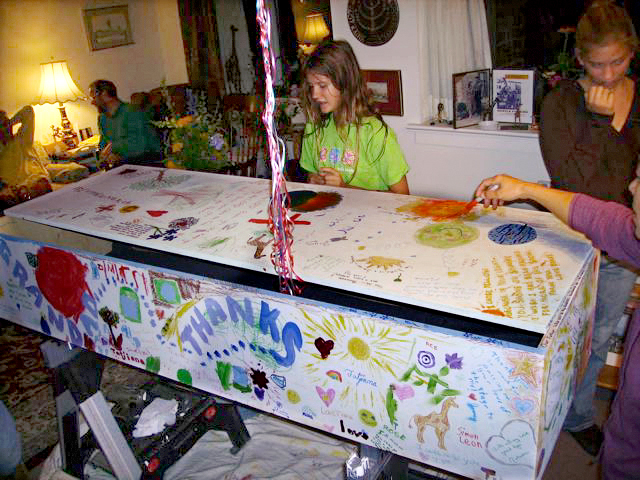 Decorating Leon's Coffin